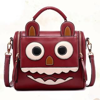 BeiBaoBao Faux-Leather Cartoon-Accent Satchel