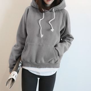 NANING9 Brushed-Fleece Kangaroo-Pocket Hoodie