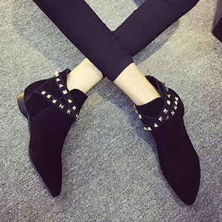 Zandy Shoes Faux-Suede Studded Ankle Boots