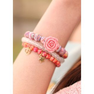 kitsch island Rosette-Accent Beaded Bracelet