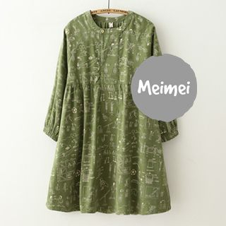 Meimei Printed Corduroy Dress