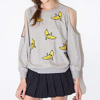 Obel Banana Print Cut Out Pullover