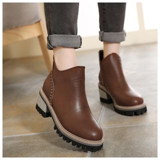 Anran Chunky Heel Short Boots