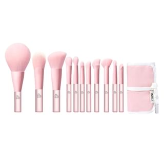 BLJ - Mini Make Up Brush Pouch Set - Pink #Sweet Peaches - 11pcs