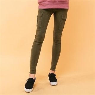 GLAM12 Cargo-Pocket Trim Skinny Pants