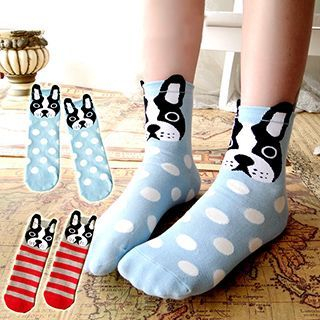 NANA Stockings Polka Dot Dog Printed Socks