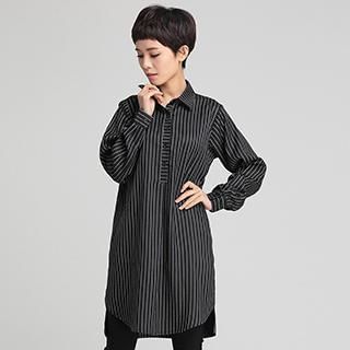 OnceFeel Long-Sleeve Pinstriped Blouse