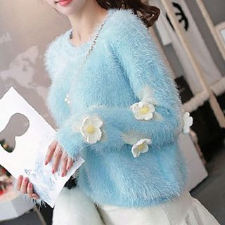 Fashion Street Flower Furry Sweater