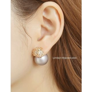 soo n soo Rosette Faux-Pearl Double-Sided Earrings