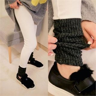 QNIGIRLS Color-Block Knit-Hem Leggings