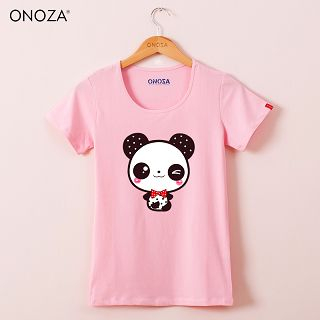 Onoza Short-Sleeve Panda-Print T-Shirt