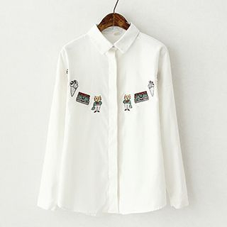 ninna nanna Cat Embroidered Shirt