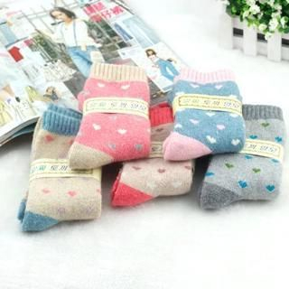 Yulu Heart Pattern Knit Socks