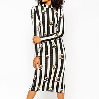 Obel Long-Sleeve Striped Midi Dress