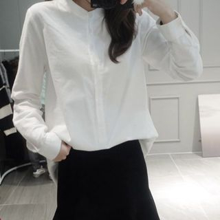 NIPONJJUYA Mandarin-Collar Half-Placket Shirt