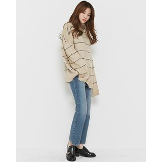 Someday, if Turtle-Neck Drop-Shoulder Striped Sweater