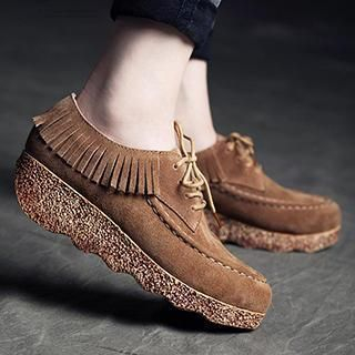 MIAOLV Fringed Lace Up Shoes