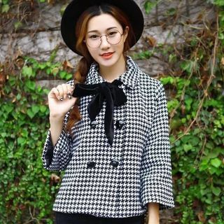 Aigan Houndstooth Buttoned Coat