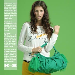 Tulle-Side Satchel Green-One Size