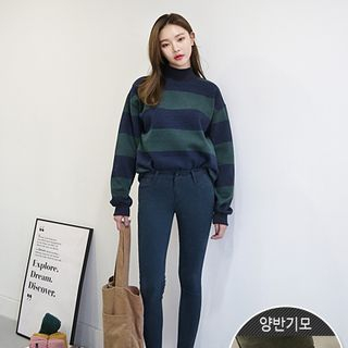 Seoul Fashion Brushed-Fleece Skinny Pants