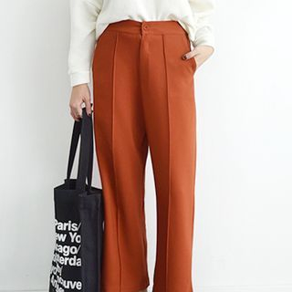 Seoul Fashion Seam-Trim Wide-Leg Dress Pants