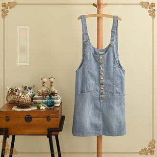 Angel Love Buttoned Denim Pinafore
