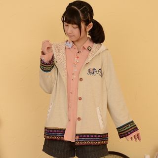 Angel Love Embroidered Patterned Hooded Jacket