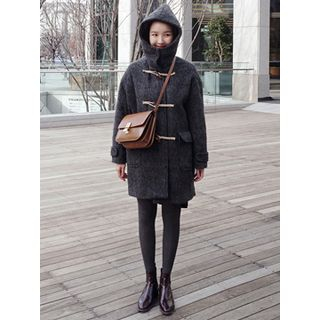 maybe-baby Toggle-Button Hooded Wool Blend Coat