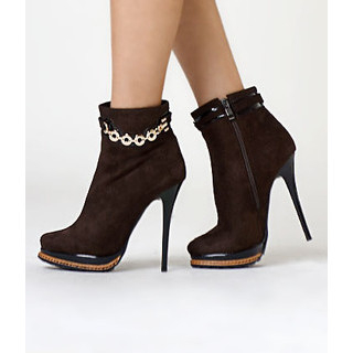 yeswalker Faux Suede Chain-Accent Ankle Boots