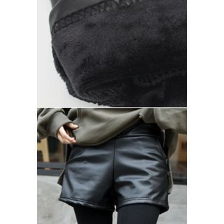 migunstyle Inset Faux-Leather Shorts Leggings