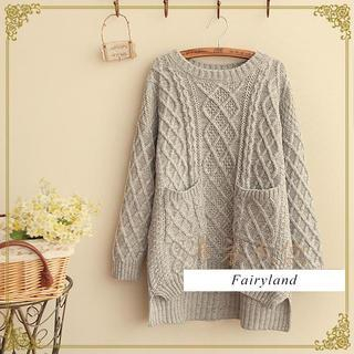 Fairyland Cable-Knit Drop-Shoulder Sweater