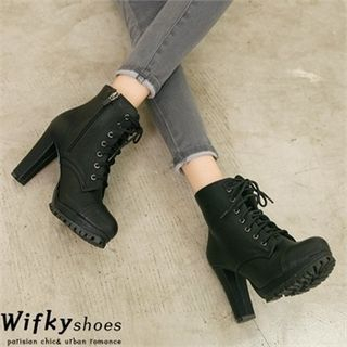 Wifky Lace-Up Platform Ankle Boots