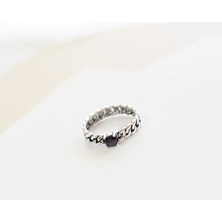 Miss21 Korea Faux-Gemstone Chain Silver Ring