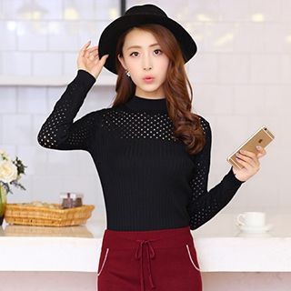 Romantica Perforated Panel Knit Top