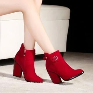 JY Shoes Chunky Heel Short Boots