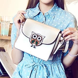 BeiBaoBao Faux-Leather Owl-Pattern Cross Bag