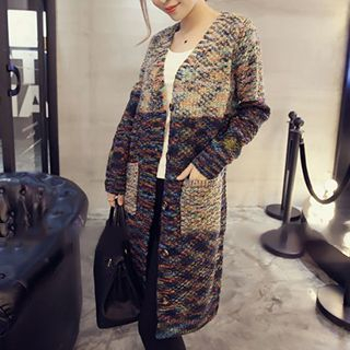 Bloombloom Color Block Long Cardigan