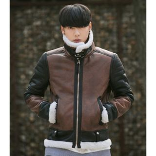 ABOKI Fleeced-Line Faux-Leather Jacket