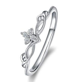 MaBelle 18K White Gold Diamond Mermaid Milgrain Crown Bridal Wedding Ring (0.05cttw)