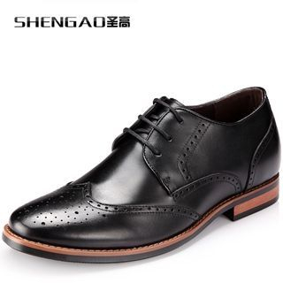 SHEN GAO Genuine-Leather Perforated Oxfords