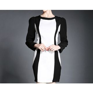 Merald Long-Sleeve Contrast Panel Dress