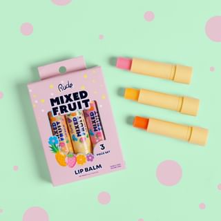 Rude Cosmetics - Mixed Fruit Lip Balm Trio - 2 Types Refreshing Set - 4G