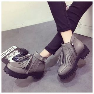 BAYO Fringed Platform Ankle Boots