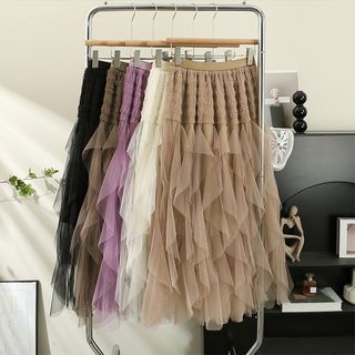 Two-Tone Asymmetrical Maxi Skirt in 5 Colors