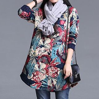 Supernova Floral Print Long-Sleeve Button-front Top