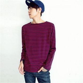 TOMONARI Boat-Neck Stripe T-Shirt