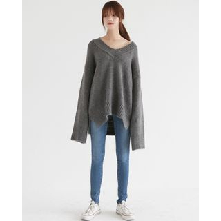 Someday, if V-Neck Loose-Fit Wool Blend Sweater
