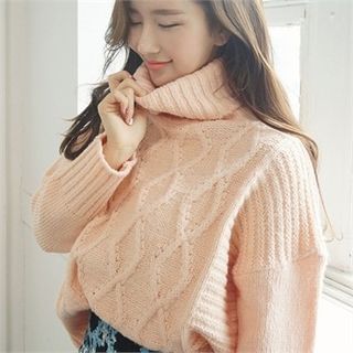 SARAH Turtle-Neck Cable-Knit Sweater