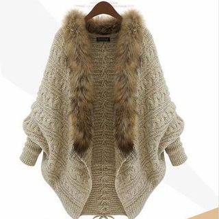 Quintess Faux-Fur-Trim Cardigan