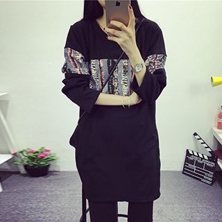 Fashion Street Patterned Panel Pullover Dress